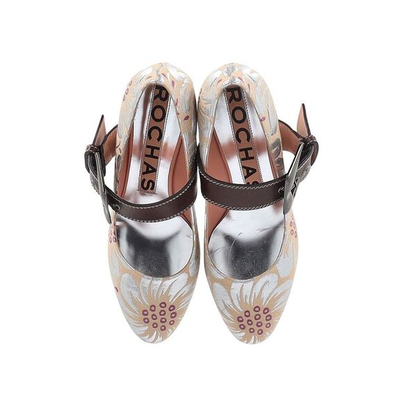 Rochas Floral Brocade Mary Jane Pumps in Multicolor Silk - Picture 6 of 6